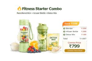 Fitness Starter Combo with portable blender, infuser bottle, and detox mix for healthy smoothies and detox drinks.